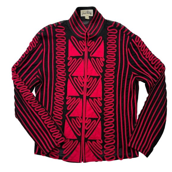 VTG Joseph Ribkoff Statement Jacket Black Red Geometric Abstract Bold 80s 90s XL - Picture 1 of 14
